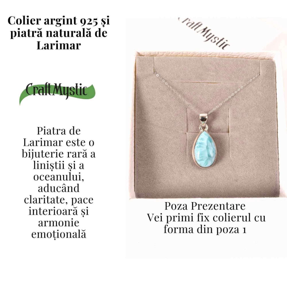 Colier Argint 925 cu Larimar Rotund – Armonie si Calm Oceanic [3]
