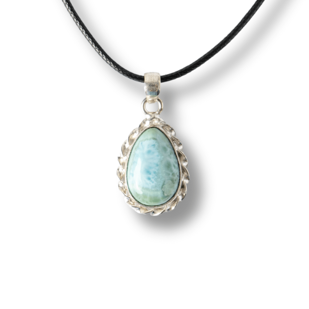 Colier Argintiu cu Piatra Naturala Larimar in Forma de Lacrima – Calm si Armonie Interioara [1]