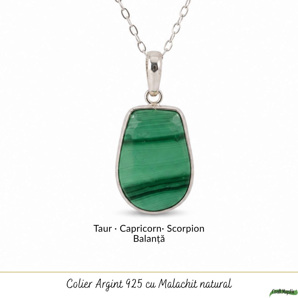 Colier Argint 925 cu Malachit Neuniform – Protectie si Transformare Autentica [5]