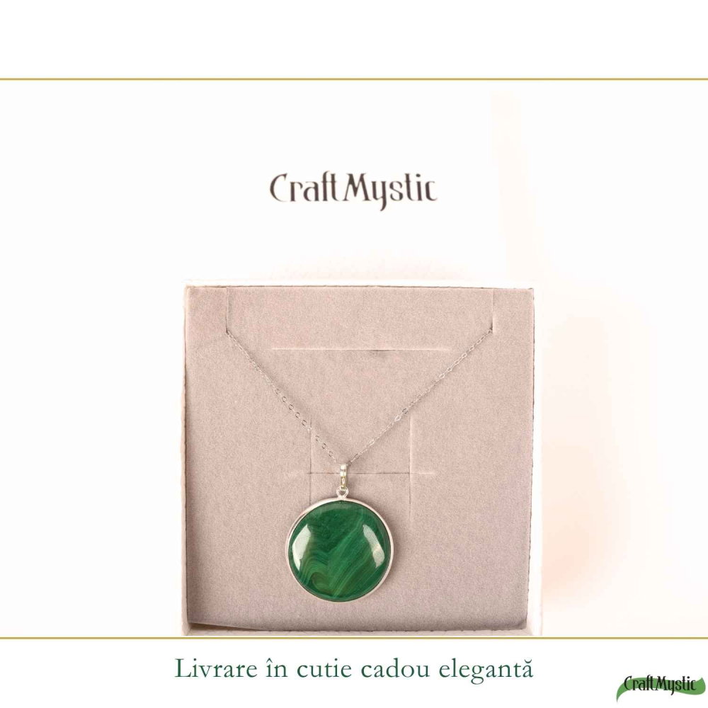 Colier Argint 925 cu Malachit Rotund – Protectie si Echilibru Interior [6]