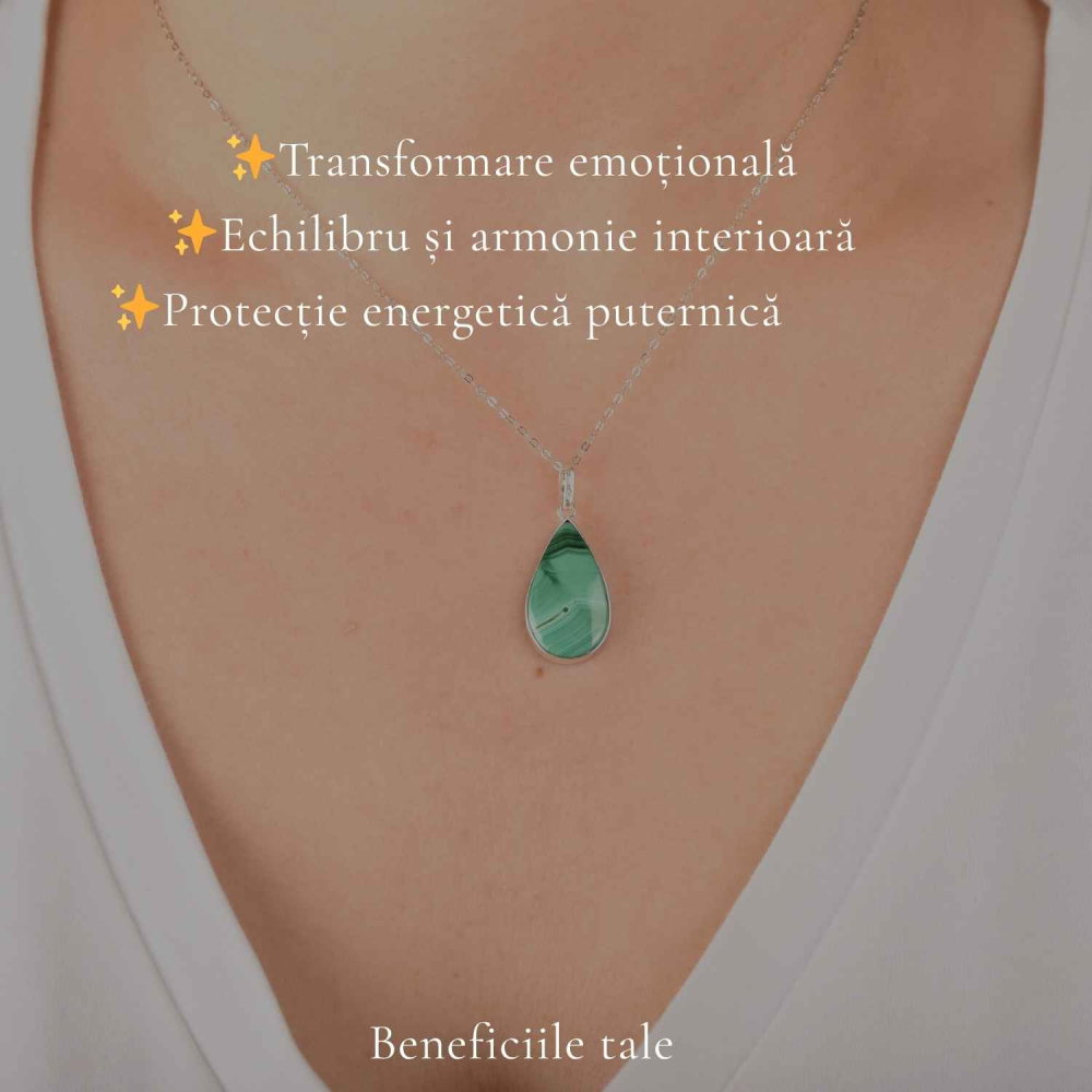 Colier Argint 925 cu Malachit Lacrima – Protectie si Eliberare Emotionala [3]