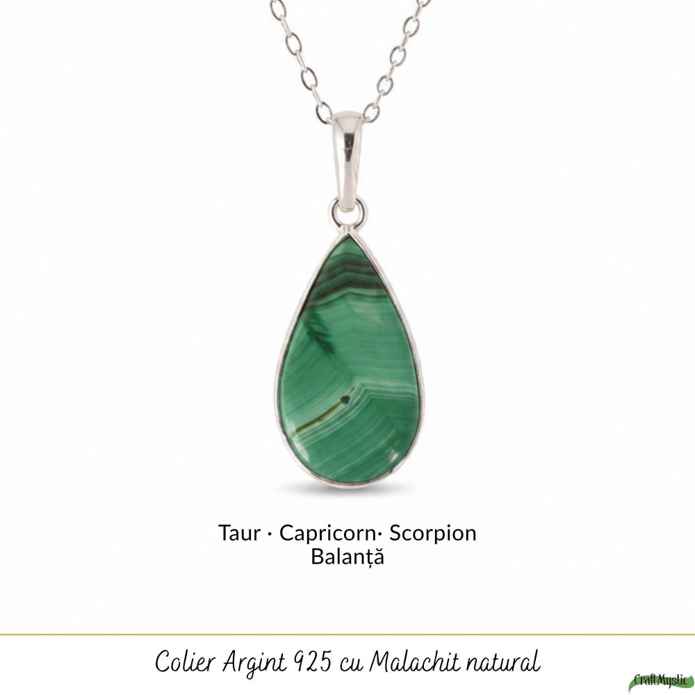 Colier Argint 925 cu Malachit Lacrima – Protectie si Eliberare Emotionala [5]