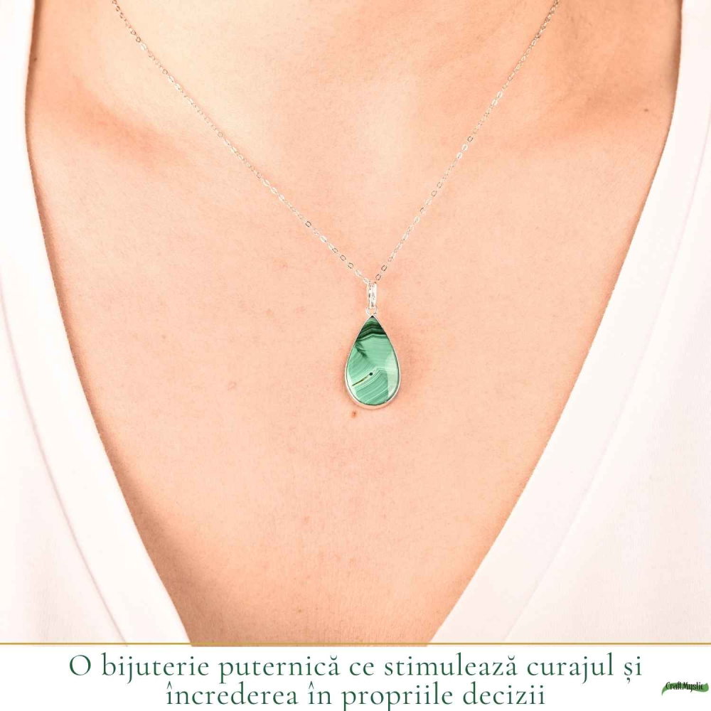 Colier Argint 925 cu Malachit Lacrima – Protectie si Eliberare Emotionala [2]
