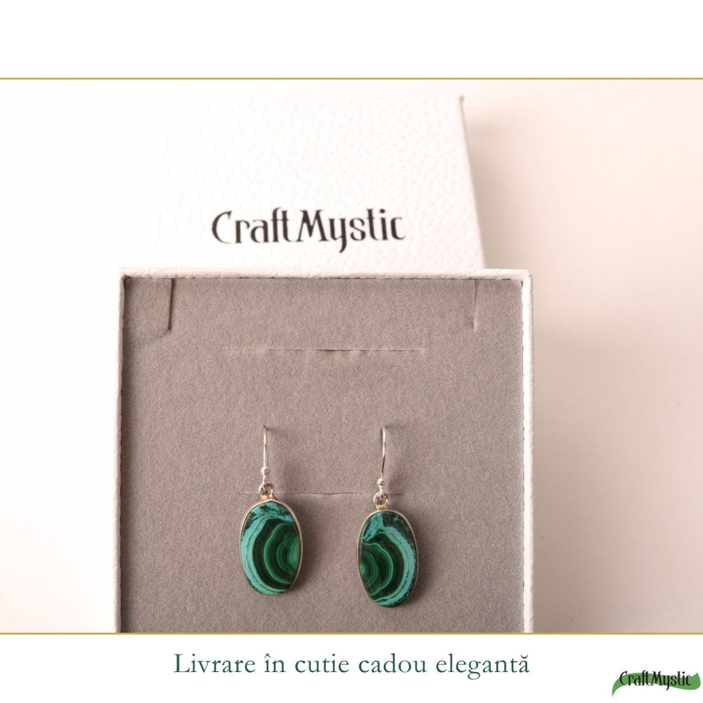 Cercei Argint 925 cu Malachit si Crisocola forma Ovala – Echilibru si Energie Feminina [6]
