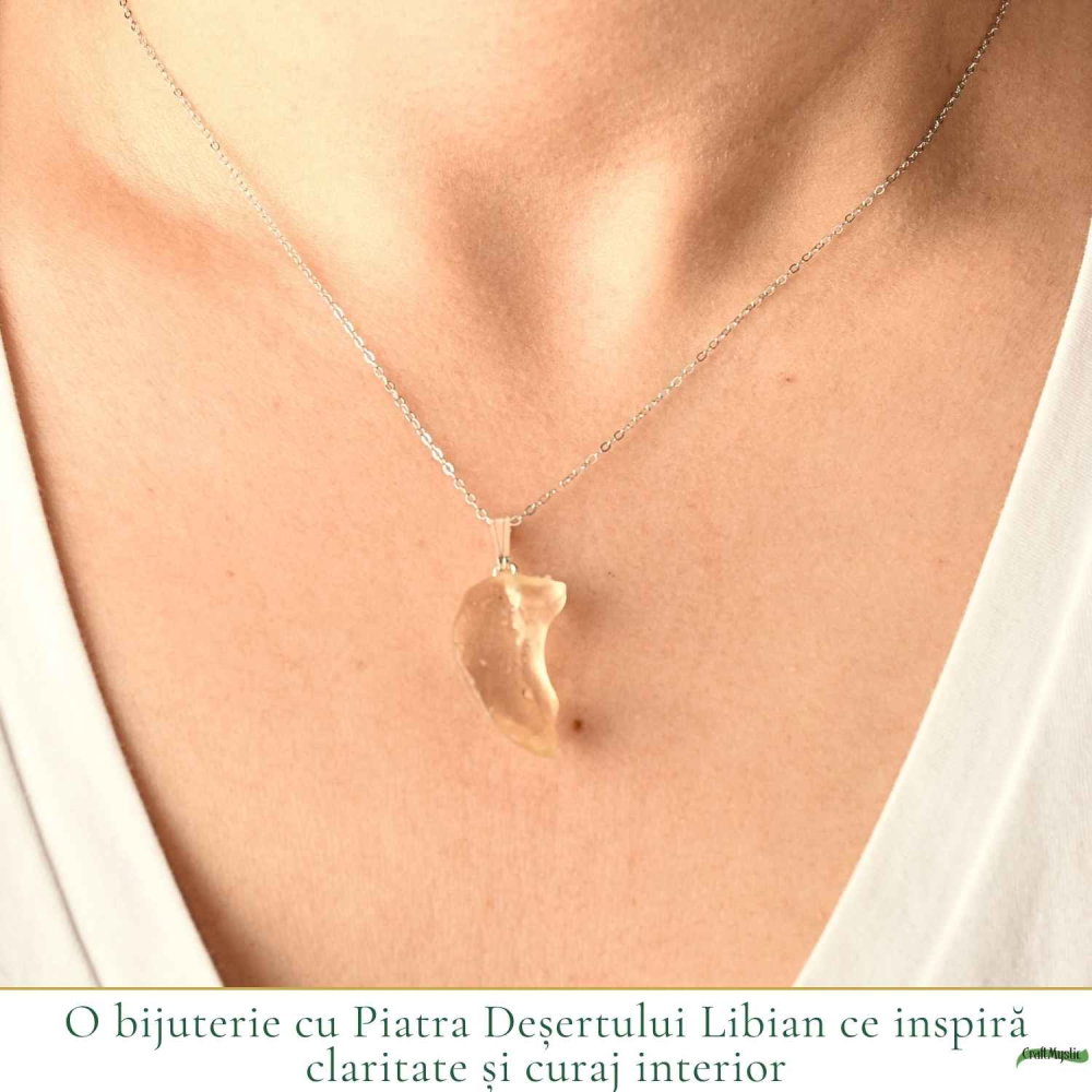 Colier Argint 925 cu Piatra Desertului Libian Brut – Claritate si Energie Solara [2]