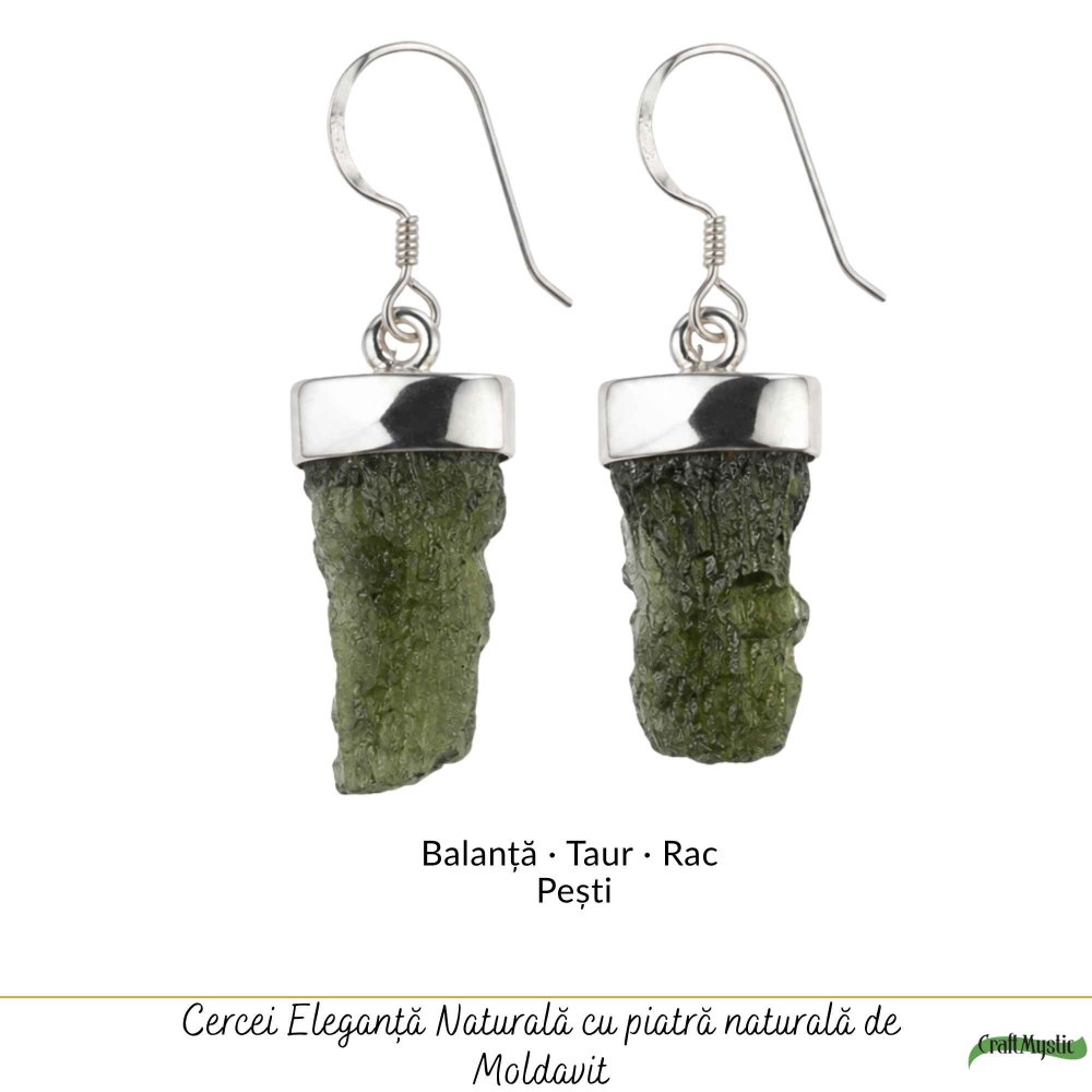 Cercei Argint 925 cu Moldavit Brut – Transformare si Energie Autentica [5]