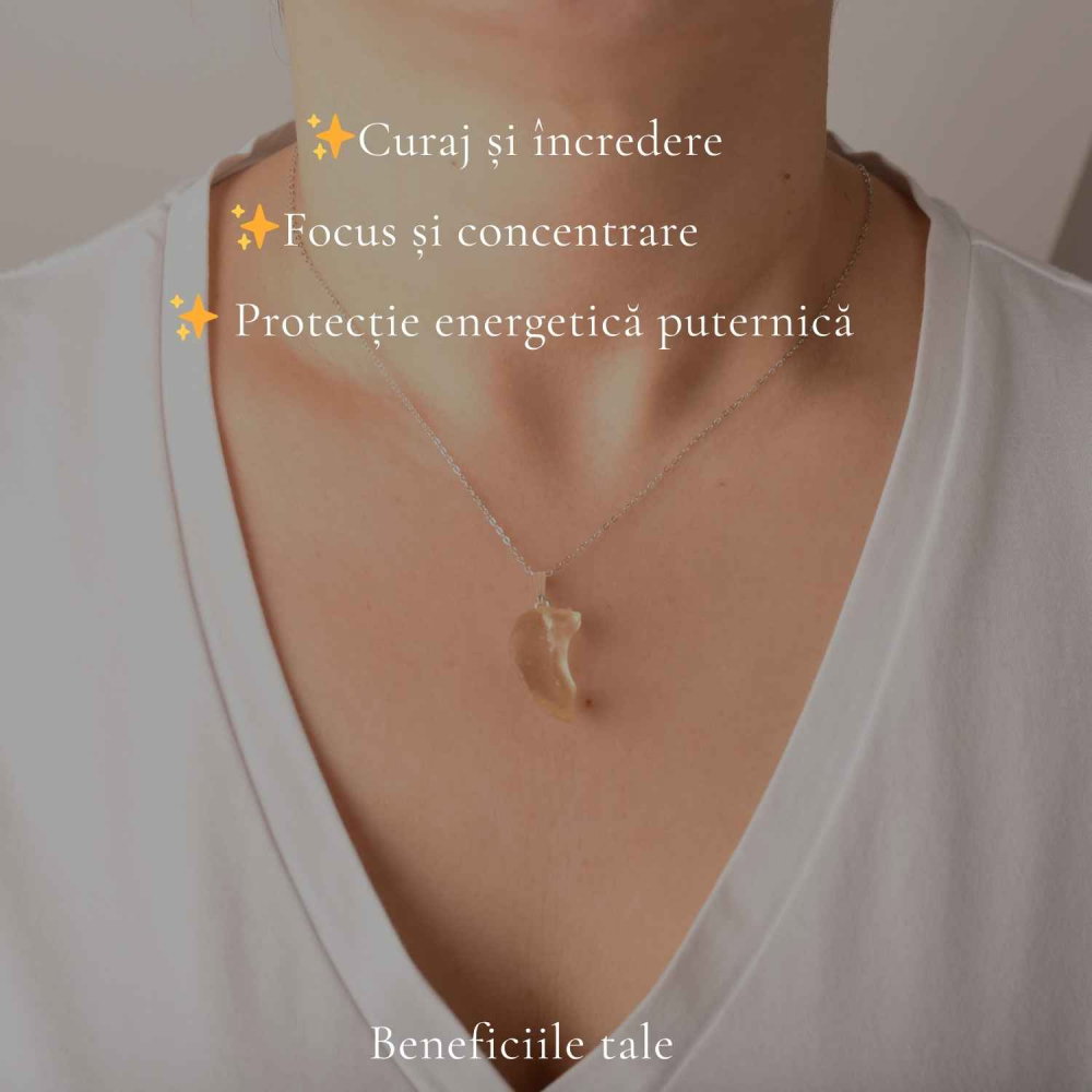 Colier Argint 925 cu Piatra Desertului Libian Brut – Claritate si Energie Solara [3]