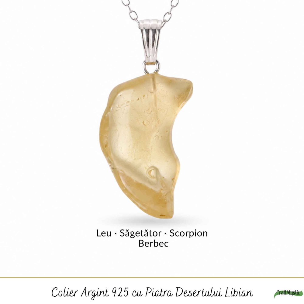 Colier Argint 925 cu Piatra Desertului Libian Brut – Claritate si Energie Solara [5]