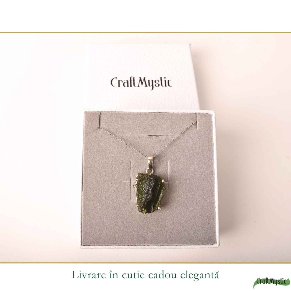 Colier Argint 925 cu Moldavit Brut Natural – Protectie si Energie Spirituala [6]