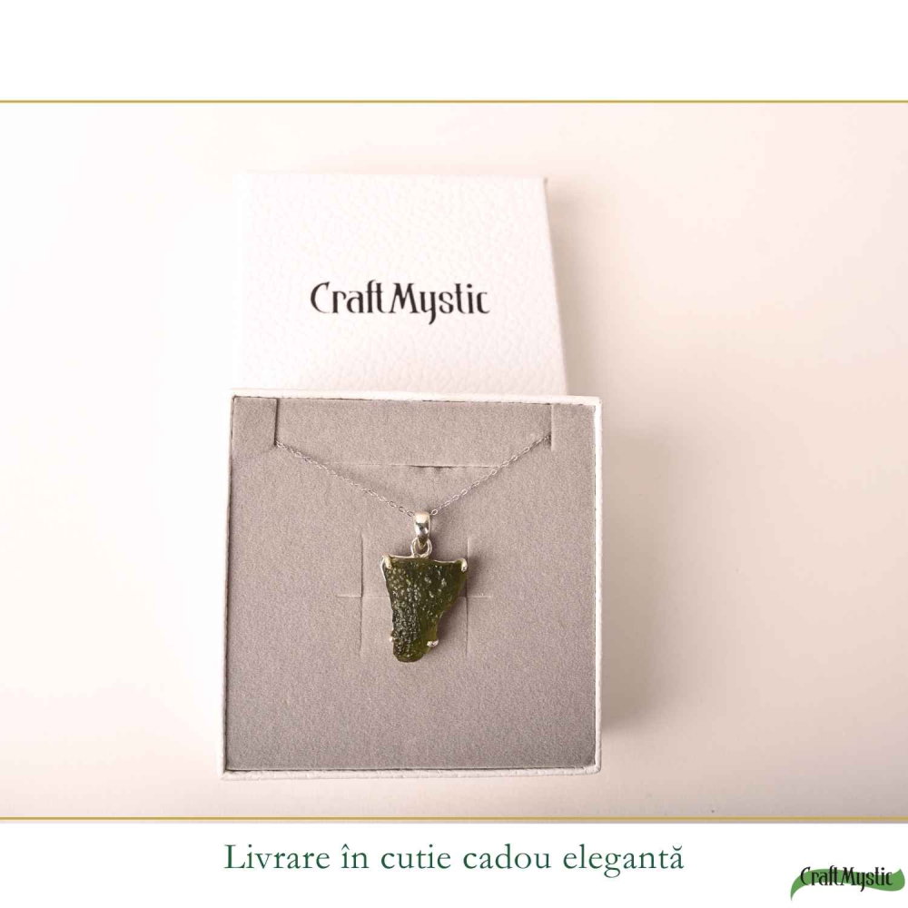 Colier Argint 925 cu Moldavit Brut Natural – Claritate si Energie Autentica [6]