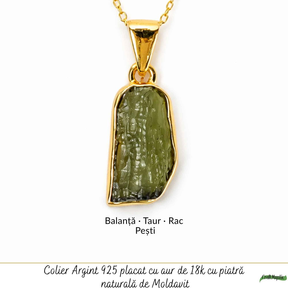 Colier Moldavit Brut Neuniform din Argint 925 Placat Aur – Transformare si Claritate [5]