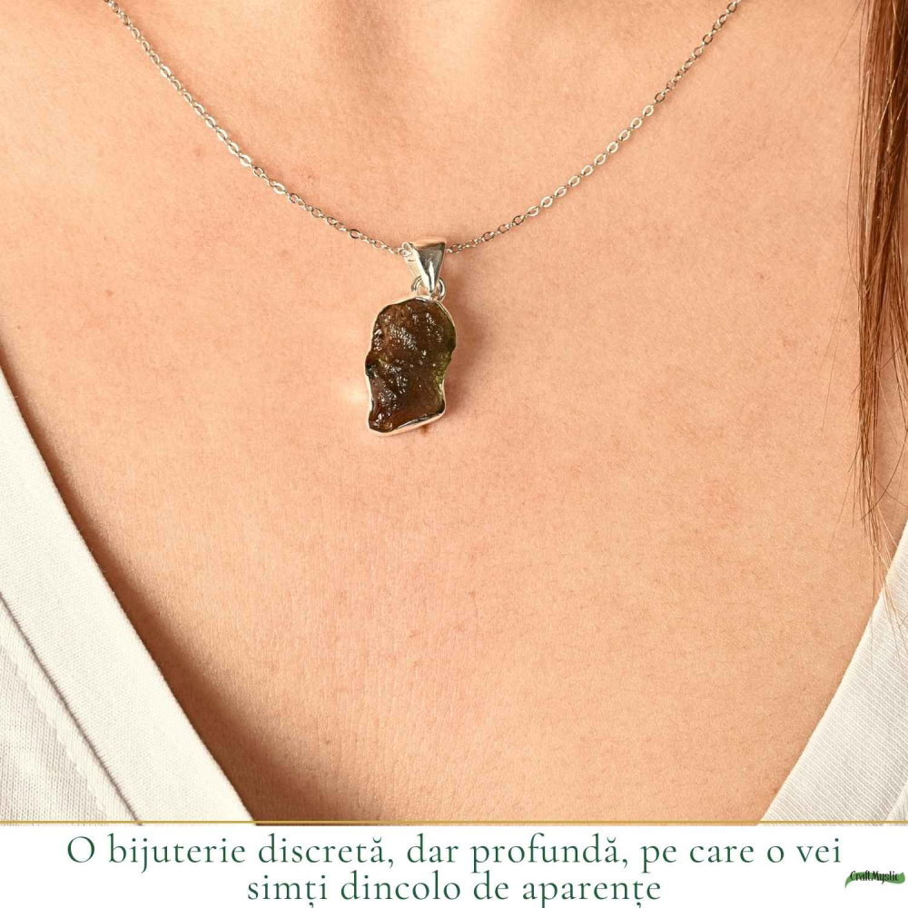 Colier argint 925 cu moldavit brut neregulat – energie si claritate interioara [2]