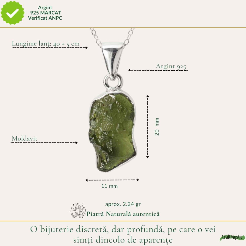 Colier argint 925 cu moldavit brut neregulat – energie si claritate interioara [4]
