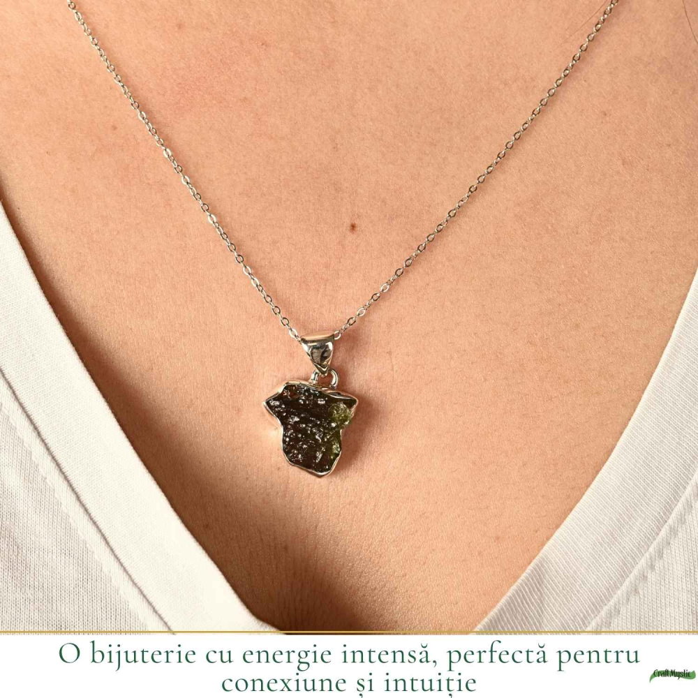 Colier argint 925 cu moldavit brut neregulat – energie si transformare autentica [2]