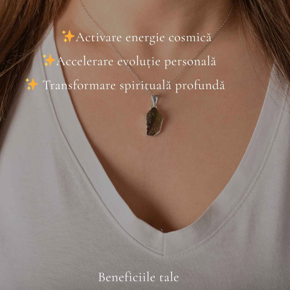Colier argint 925 cu moldavit brut neuniform – claritate si transformare interioara [3]