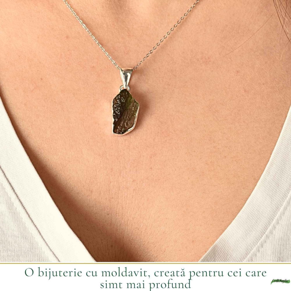 Colier argint 925 cu moldavit brut neuniform – claritate si transformare interioara [2]