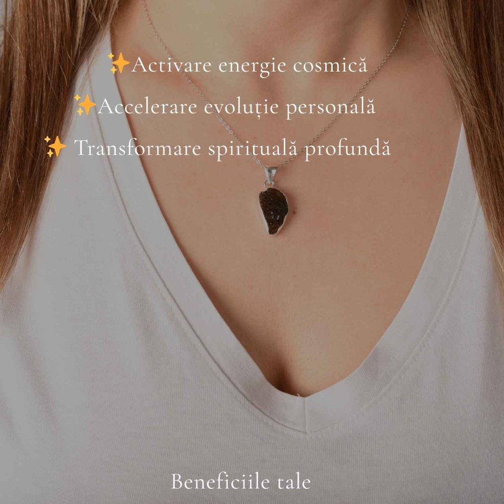 Colier Moldavit Brut Neuniform Argint 925 – Transformare si Claritate Interioara [3]