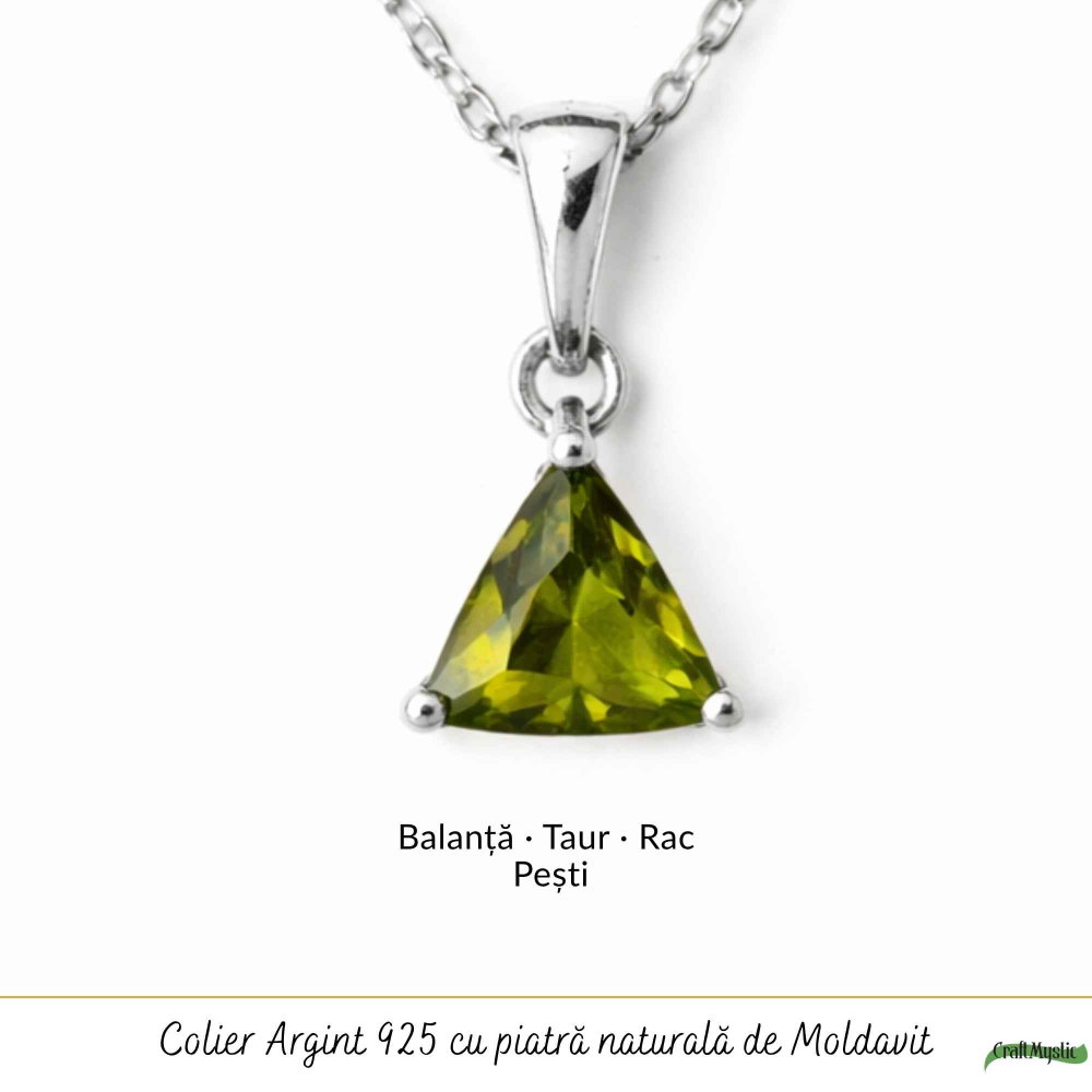 Colier Argint 925 cu Moldavit Fatetat Triunghi – Claritate si Energie Transformatoare [5]