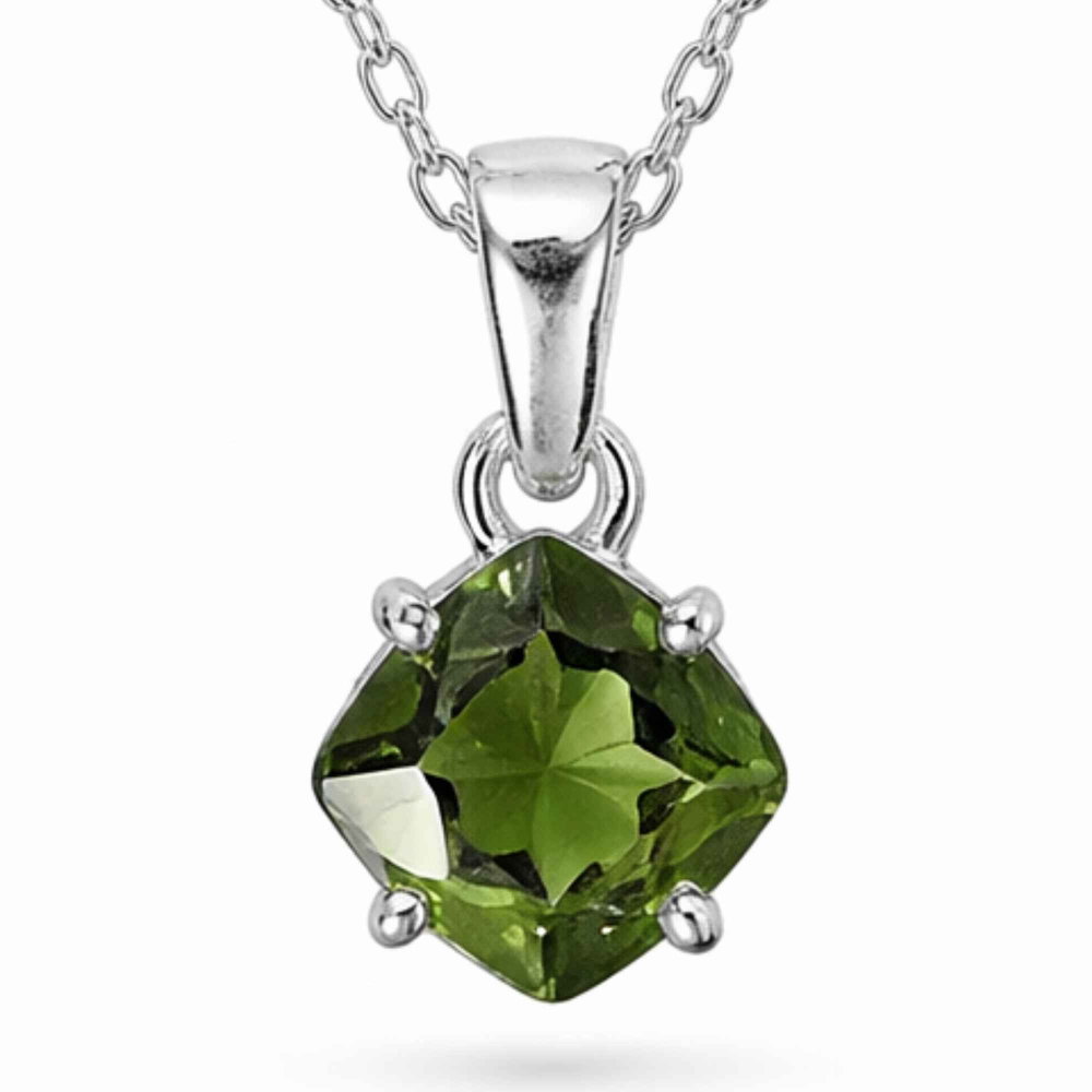 Colier Argint 925 cu Moldavit Fatetat Patrat – Claritate si Transformare [1]
