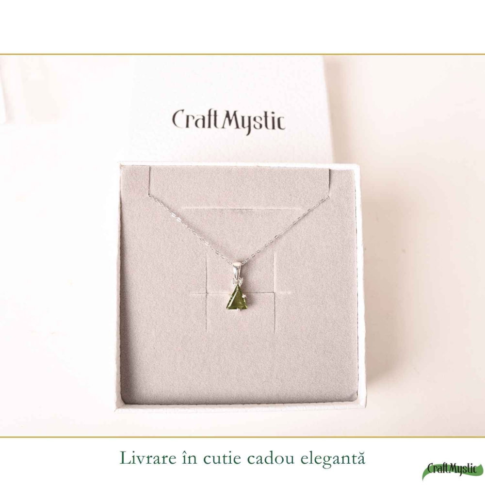 Colier Argint 925 cu Moldavit Fatetat Triunghi – Transformare si Claritate [6]