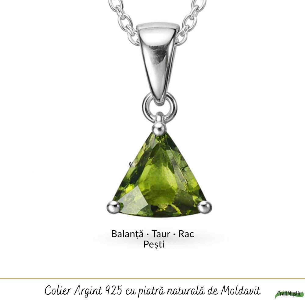 Colier Argint 925 cu Moldavit Fatetat Triunghi – Transformare si Claritate [5]