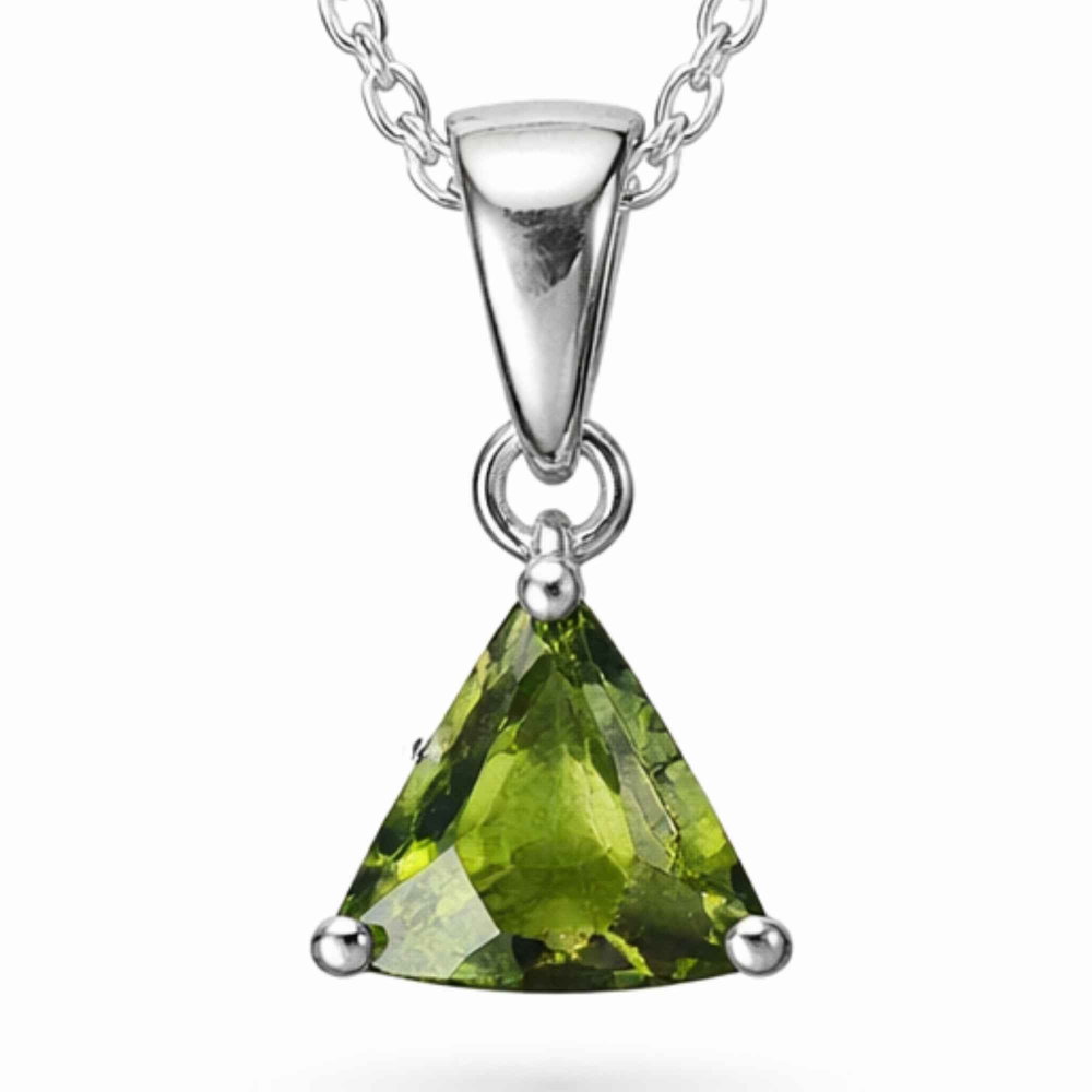 Colier Argint 925 cu Moldavit Fatetat Triunghi – Transformare si Claritate [1]