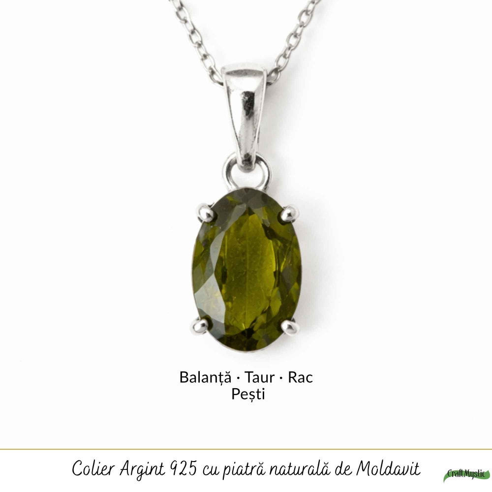 Colier Argint 925 cu Moldavit Fatetat Oval – Claritate si Transformare [5]
