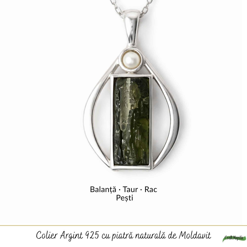 Colier Argint 925 cu Moldavit Brut Lacrima – Transformare si Energie Puternica [5]