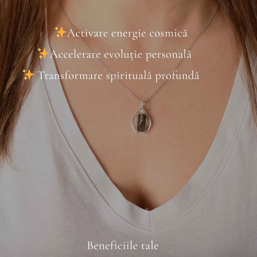 Colier Argint 925 cu Moldavit Brut Lacrima – Transformare si Energie Puternica [3]