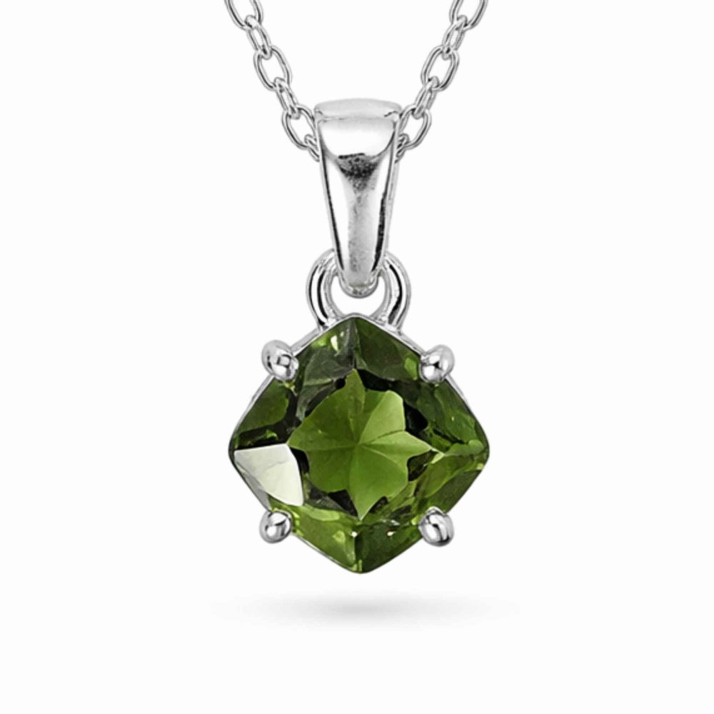 Colier Argint 925 cu Moldavit Fatetat Patrat mic– Claritate si Transformare Interioara [1]