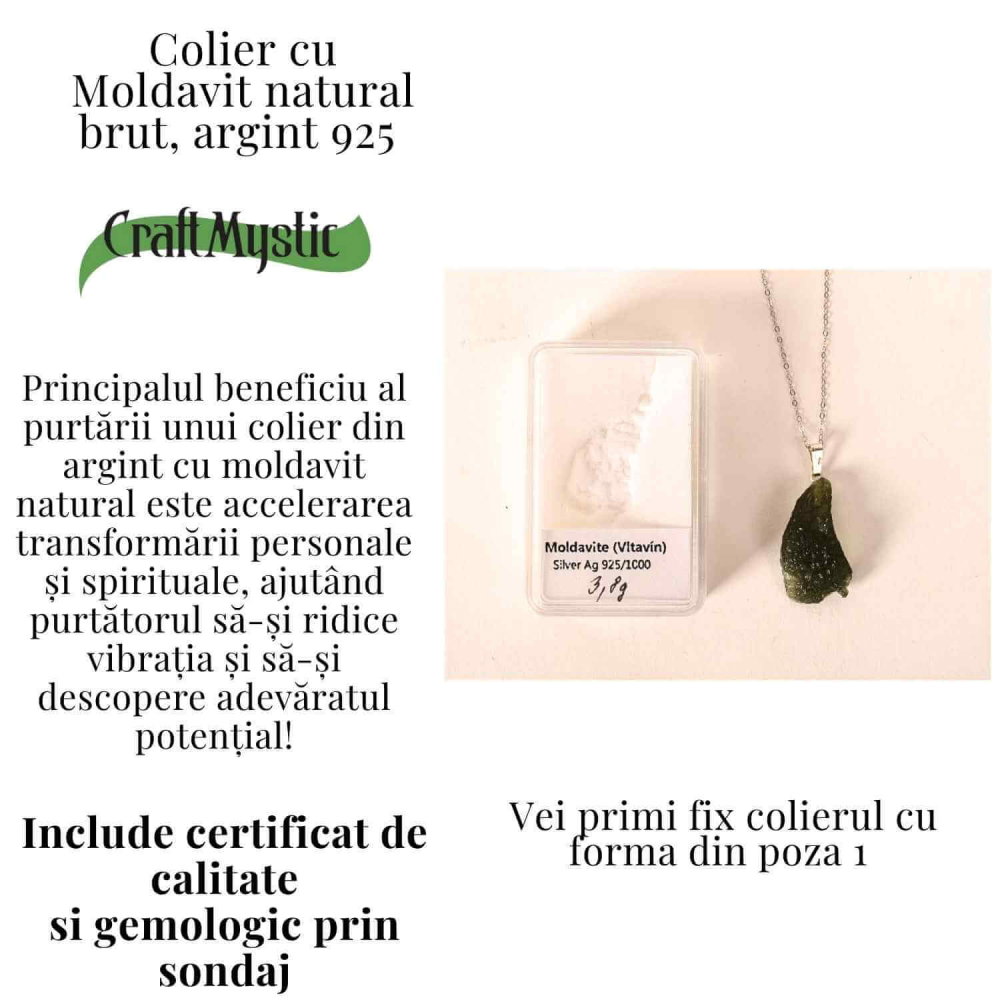 Colier Argint 925 cu Moldavit natural brut 3.8 g – prezenta, sens si spatiu pentru tine [3]