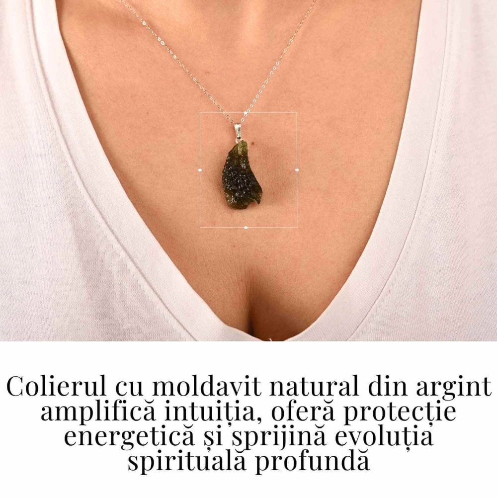Colier Argint 925 cu Moldavit natural brut 3.8 g – prezenta, sens si spatiu pentru tine [2]