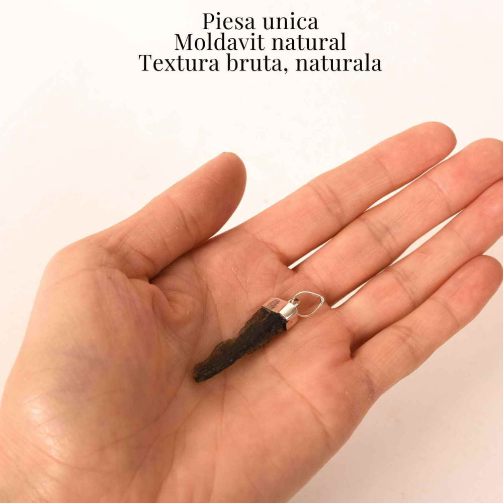 Colier Argint 925 cu Moldavit natural brut 2.9 g – Prezenta si Calm in Ritualul Zilnic [6]