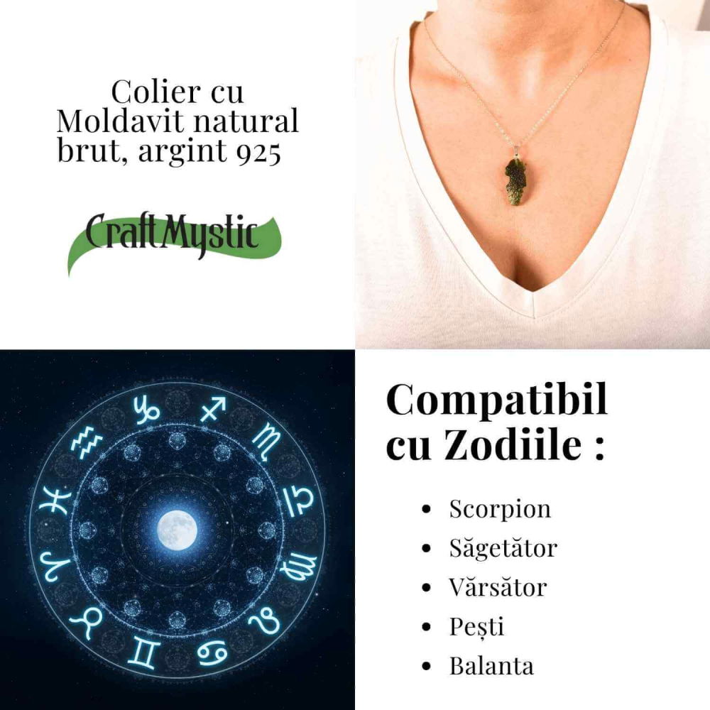 Colier Argint 925 cu Moldavit natural brut 2.9 g – echilibru emotional si prezenta in ritmul tau [6]