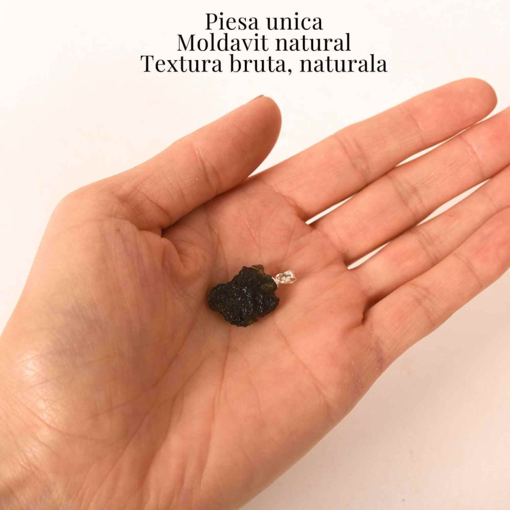 Colier Argint 925 cu Moldavit natural brut 2.2 g –sprijin discret pentru reflecție si calm [4]