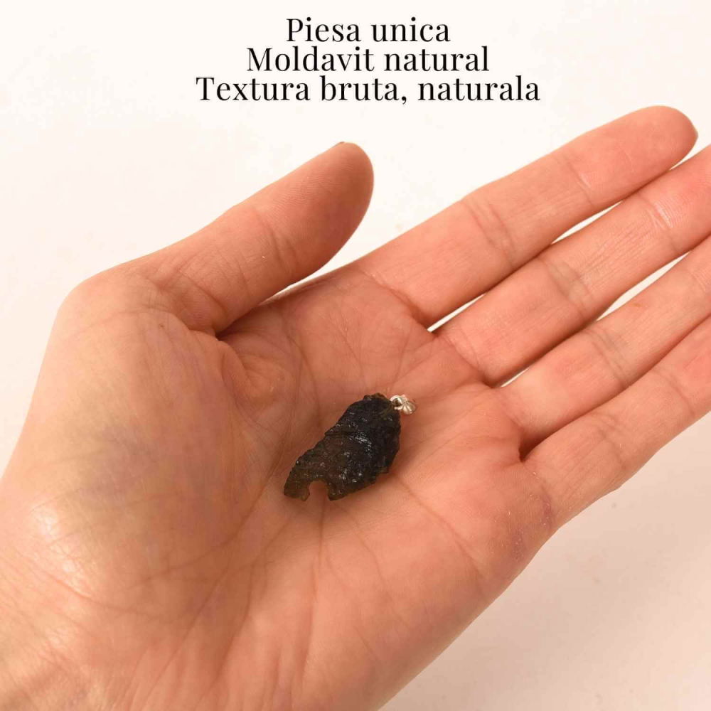 Colier Argint 925 cu Moldavit natural brut 2.8 g – simbol al schimbarii asumate si al echilibrului [4]