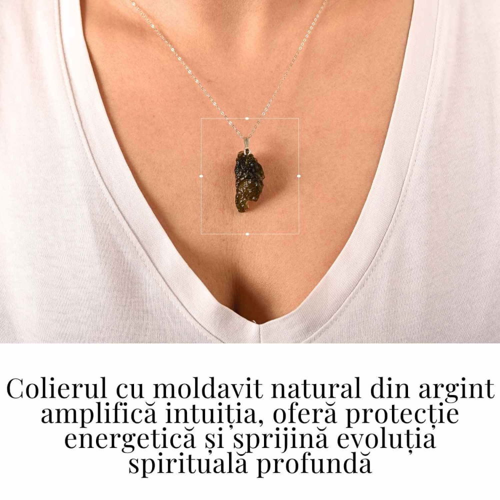 Colier Argint 925 cu Moldavit natural brut 2.8 g – simbol al schimbarii asumate si al echilibrului [2]