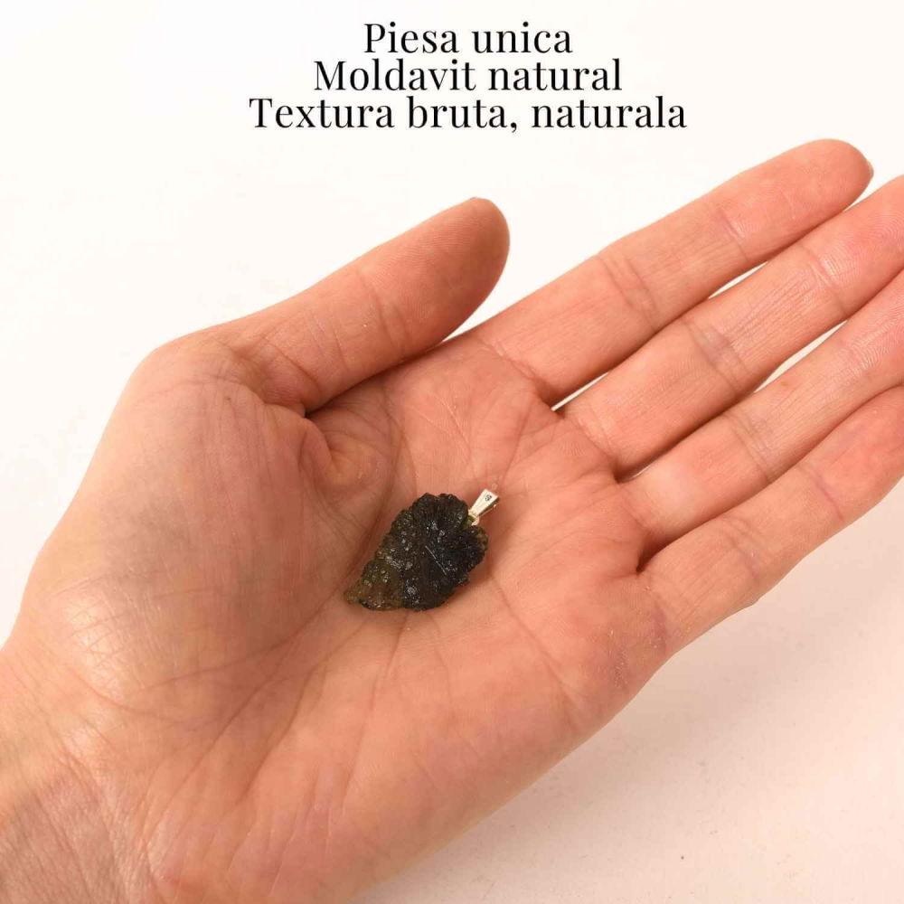 Colier Argint 925 cu Moldavit natural brut 2.6 g – sustinere simbolica pentru schimbare si introspectie [3]