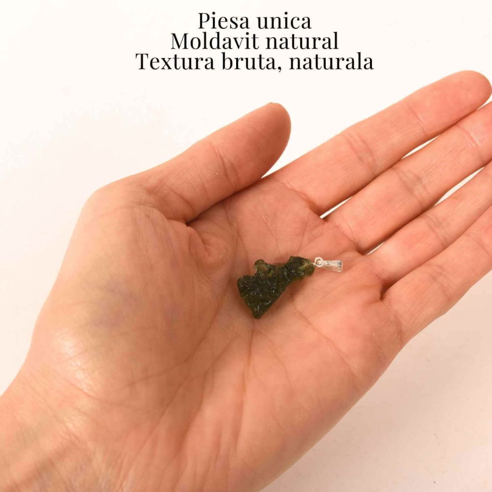 Colier Argint 925 cu Moldavit natural brut 2.2 g –claritate interioara [4]