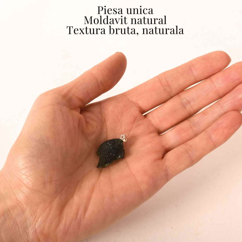 Colier Argint 925 cu Moldavit natural brut 3.2 g – un simbol al claritatii si al deschiderii interioare [4]