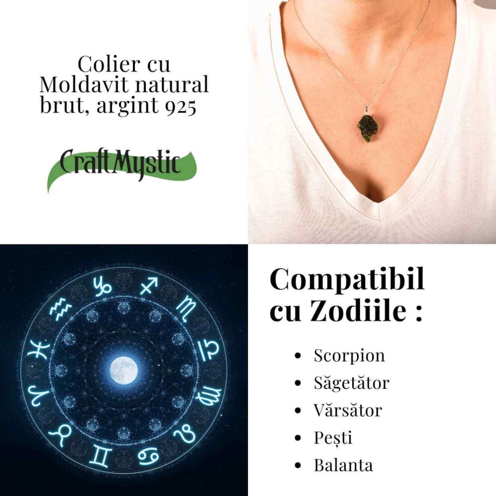 Colier Argint 925 cu Moldavit natural brut 3.2 g – un simbol al claritatii si al deschiderii interioare [6]
