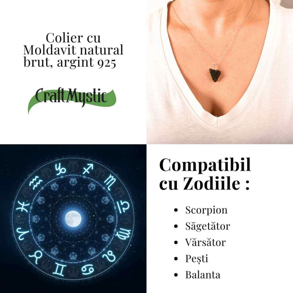 Colier Argint 925 cu Moldavit natural brut 2.7 g – claritate emotionala si conectare cu intentiile tale [6]
