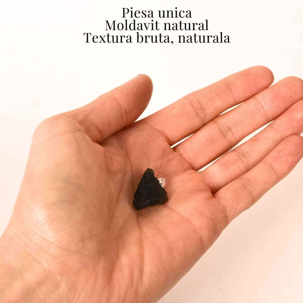 Colier Argint 925 cu Moldavit natural brut 2.7 g – claritate emotionala si conectare cu intentiile tale [4]