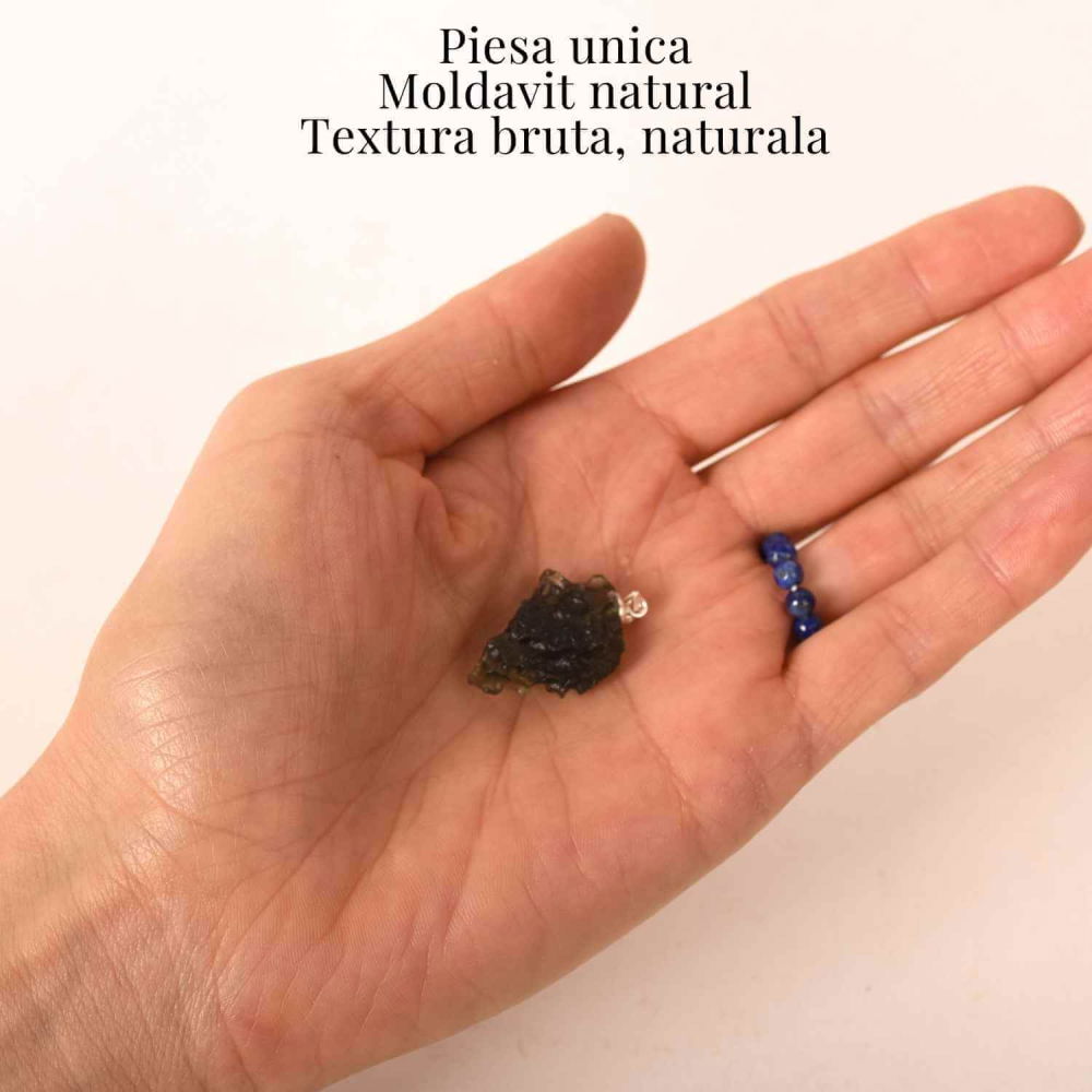 Colier Argint 925 cu Moldavit natural brut 2.7 g – laritate interioara pentru momente de transformare constienta [6]