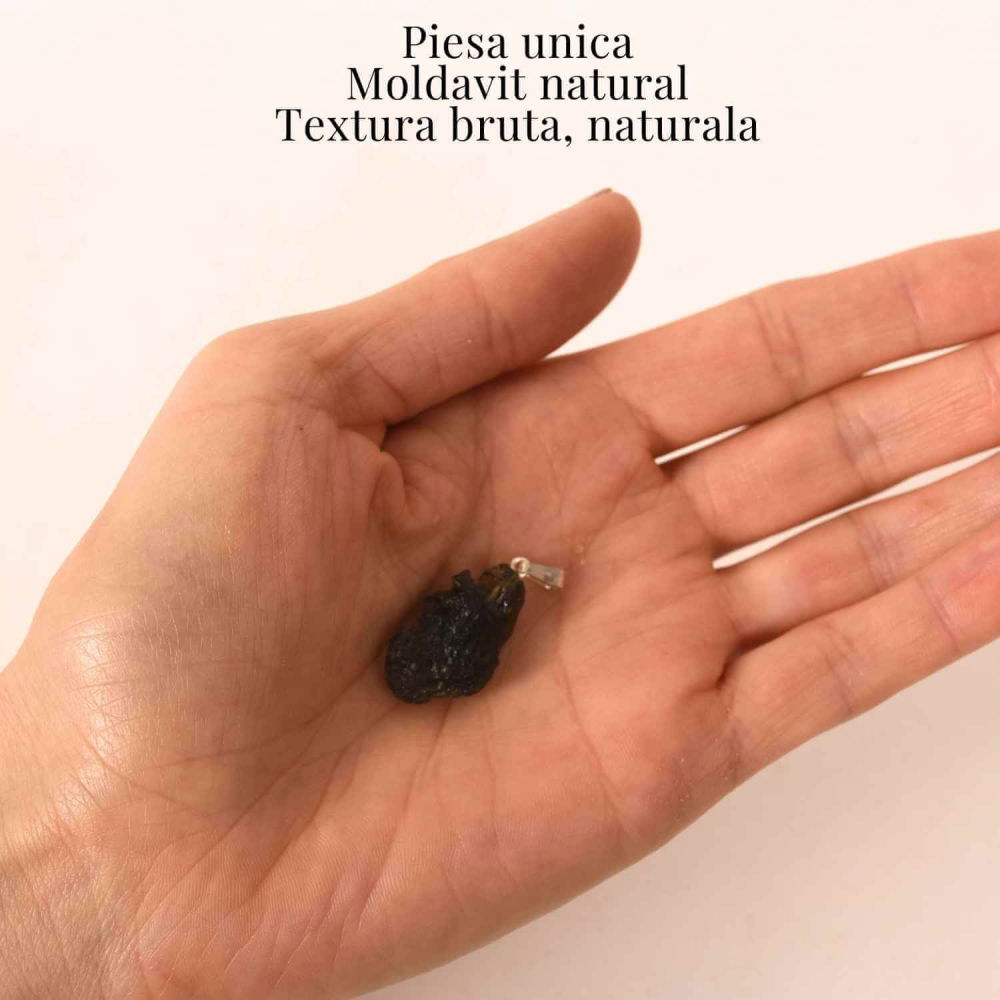 Colier Argint 925 cu Moldavit natural brut 2.9 g – o ancora simbolica pentru transformare blanda [4]