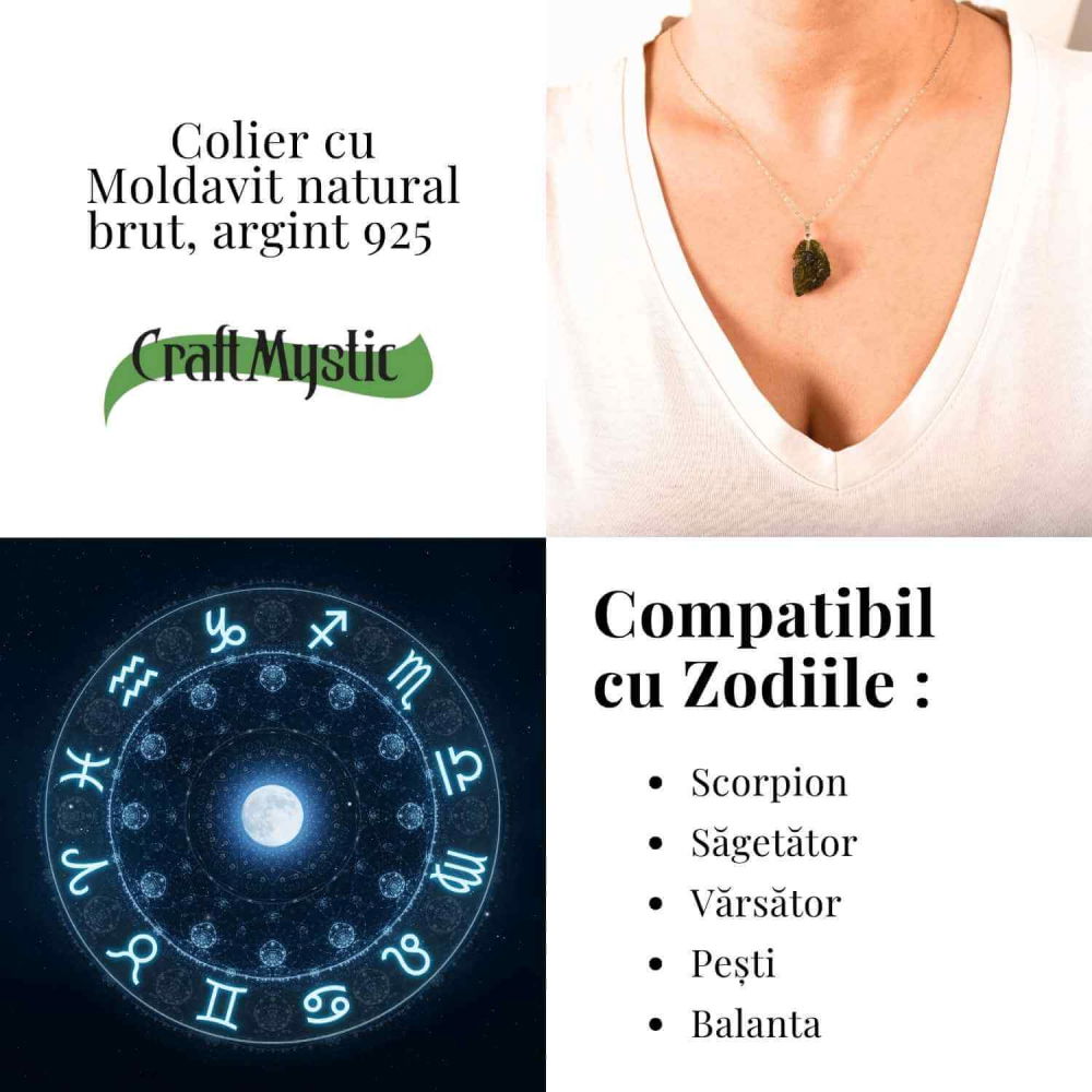 Colier Argint 925 cu Moldavit natural brut 2.9 g – o ancora simbolica pentru transformare blanda [6]