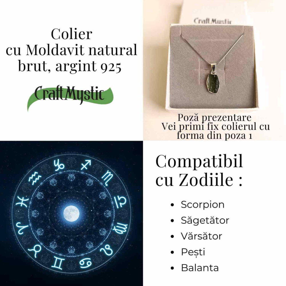 Colier Argint 925 cu Moldavit natural brut 2.36 g – talisman de transformare [4]