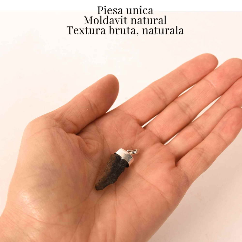 Colier Argint 925 cu Moldavit natural brut 2.6 g – Simbol al Schimbarii Conetiente si Echilibrului Emotional [6]