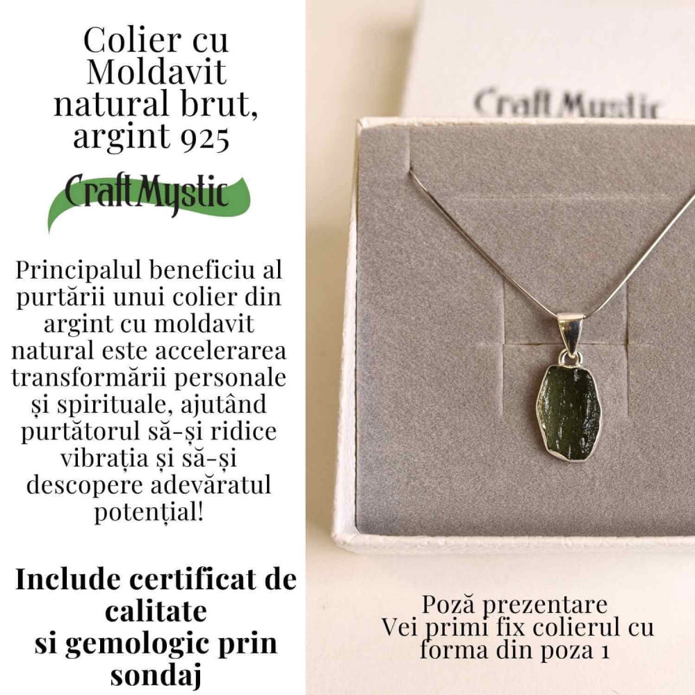 Colier Argint 925 cu Moldavit natural brut 2.58 g – Bijuterie spirituala [4]