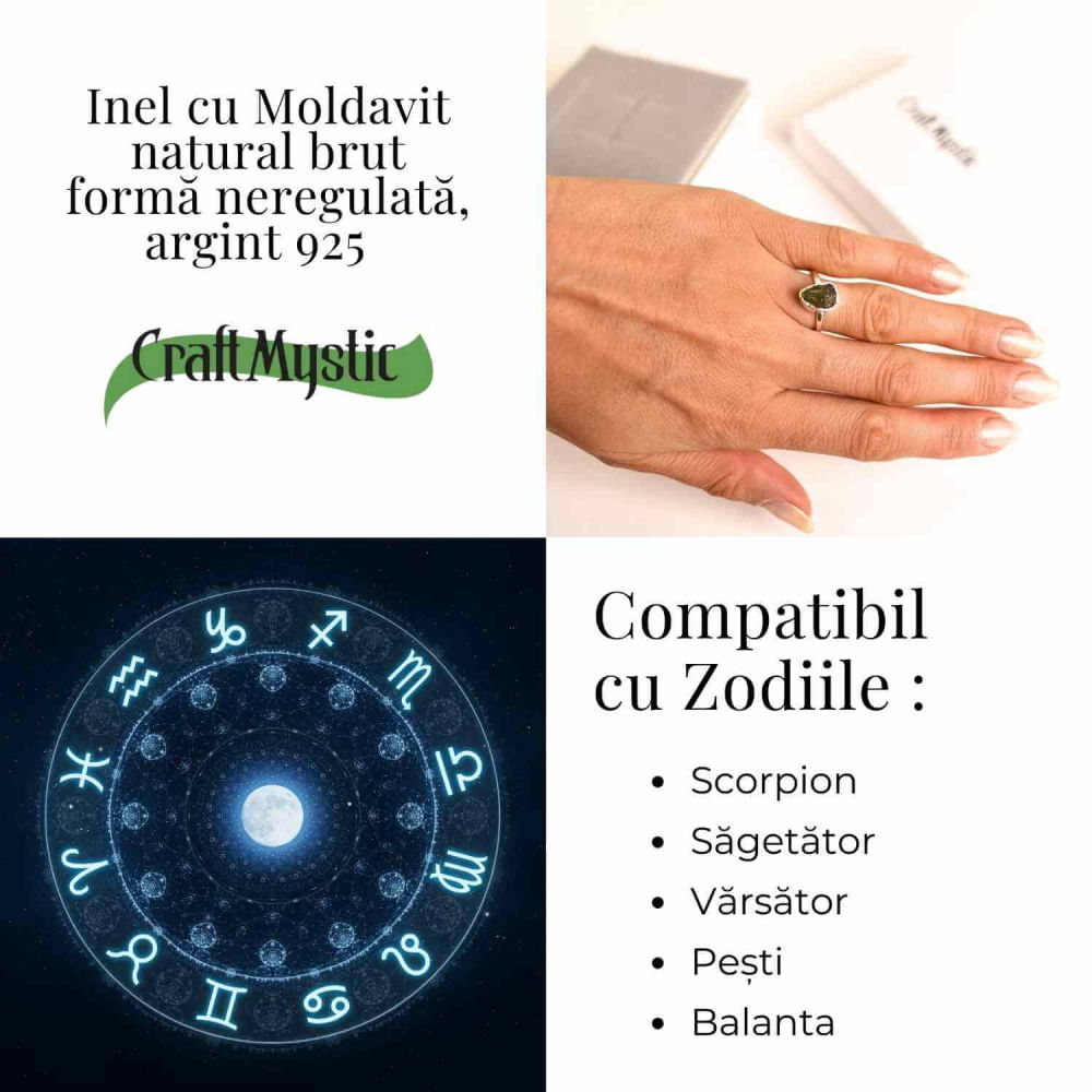 Inel argint 925 cu Moldavit natural - forma neregulata [6]